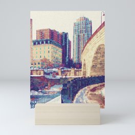 Minneapolis, Minnesota Skyline Stone Arch Bridge Mini Art Print