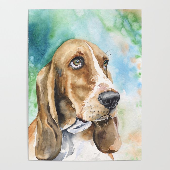 Bassett Hound Watercolor | Pillow Cover | Dogs | Home Decor | Custom Dog Pillow | Dog Mom | Hound Poster