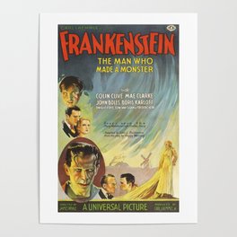 Creature double feature theatrical Frankenstein 1931 Vintage Movie Lobby Poster Advertisement Poster