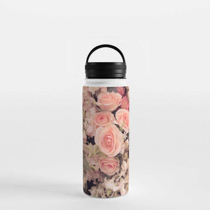 Wall flowers retro texture - Vintage Effect filter Water Bottle