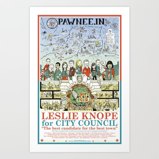 Leslie Knope for City Council - Parks and Recreation Dept. Art Print