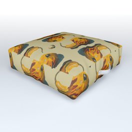 Painted oil decorativ pumpkin ornament on yellow backgraound Outdoor Floor Cushion