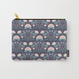 Jacobean Flowers - Green and Purple Carry-All Pouch