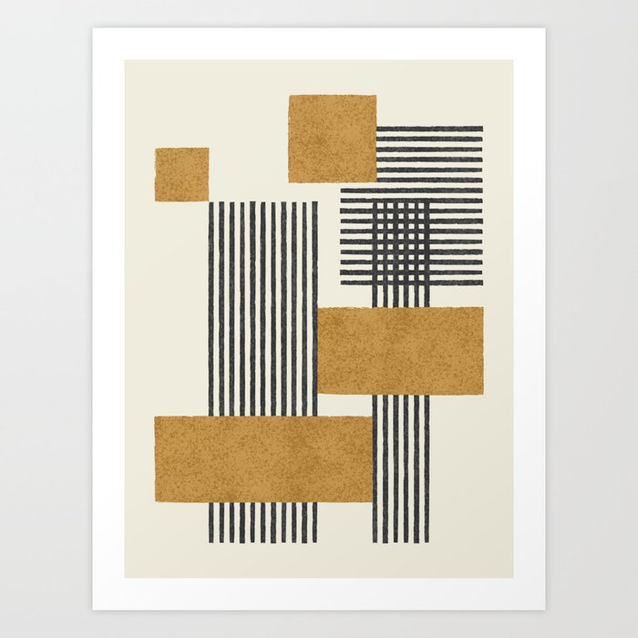 Stripes and Square Composition - Abstract Art Print