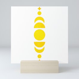 yellow boho moon phase Mini Art Print