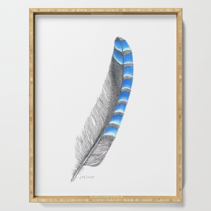 Blue Jay Feather Serving Tray