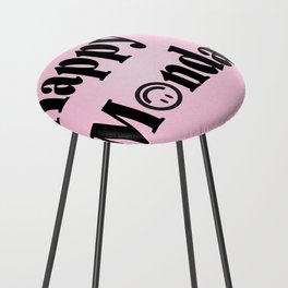 Happy Monday Upside down Smiley Face Pink Counter Stool