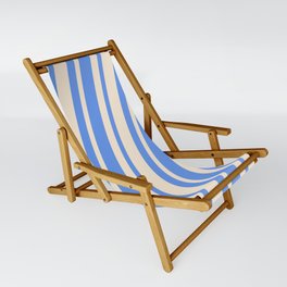 [ Thumbnail: Beige and Cornflower Blue Colored Striped Pattern Sling Chair ]