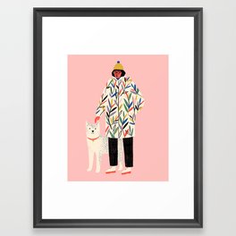 Girl with Dog Framed Art Print