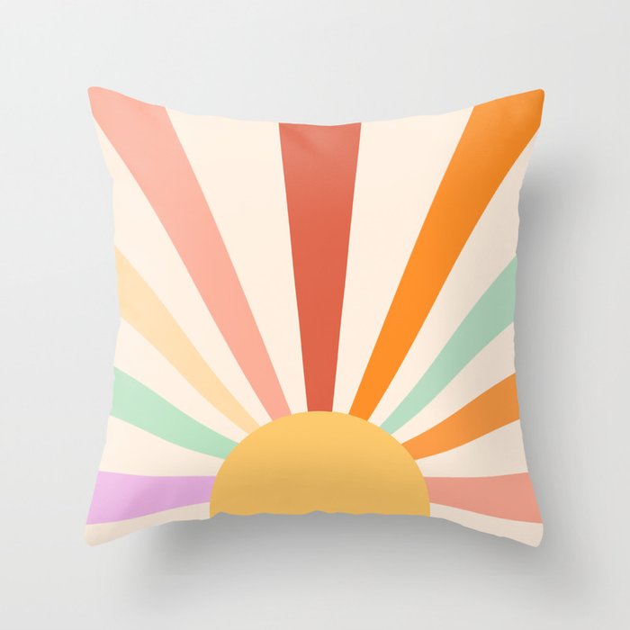 Boho Sun Colorful Throw Pillow