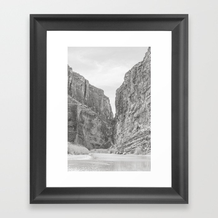 Santa Elena Canyon - West Texas Black and White Photography Framed Art Print