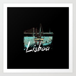 Lisbon view of the Tagus and the 25th April bridge Art Print