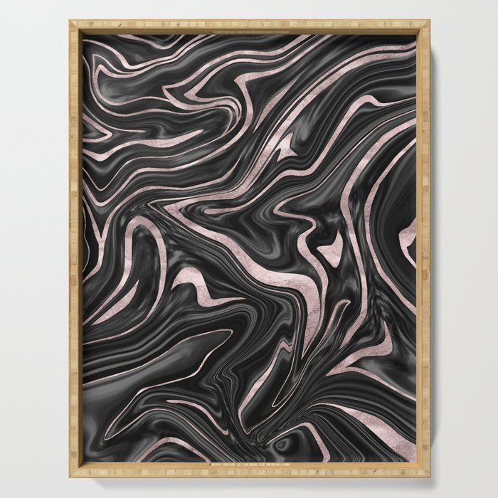 Black Gray White Rose Gold Marble #1 (Faux Foil) #decor #art #society6 Serving Tray