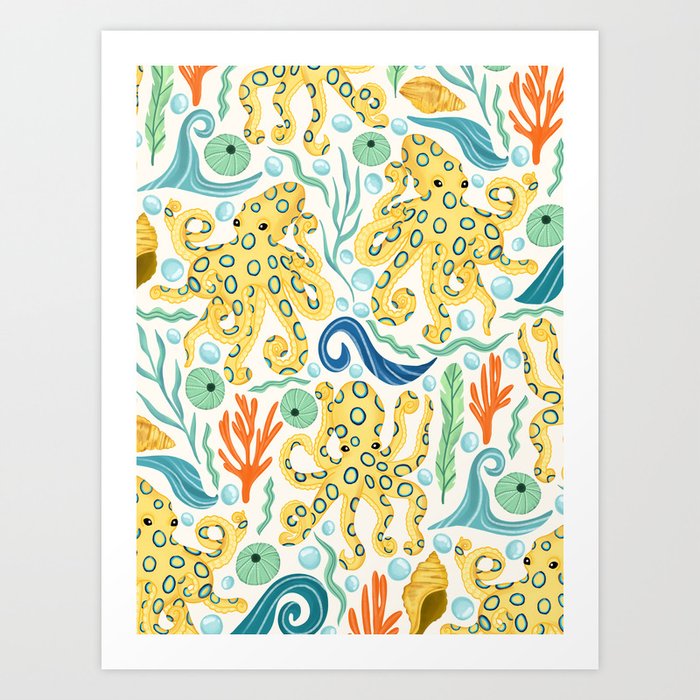 The Realm of Blue-Ringed Octopi  Art Print
