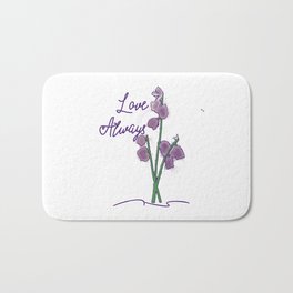 Love Always Bath Mat | Love, Romanticmessage, Typography, Lovealways, Valentine, Digital, Romance, Purple, Flowers, Vector 