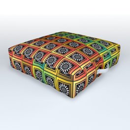 Floral tessellation Outdoor Floor Cushion | Graphicdesign, Geometric, Quiltpattern, Squares, Algorithmic, Motif, Digitalart, Tessellation, Colorful, Tiled 