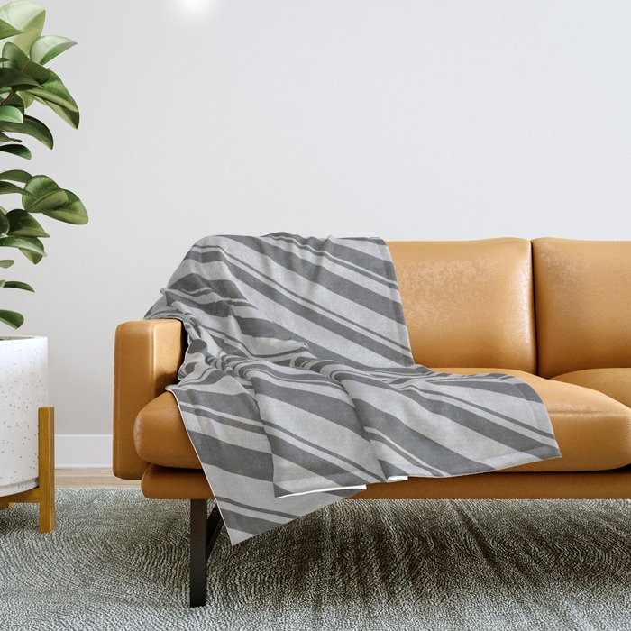 Dim Gray & Light Gray Colored Lines Pattern Throw Blanket