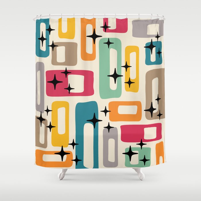 Mid Century Modern Abstract Pattern 242 Mid Mod Googie Shower Curtain