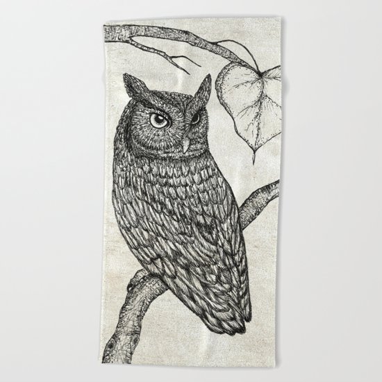 Great Horned Owl Beach Towel