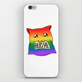 Rainbow Cat Pillow "Hug Me" iPhone Skin