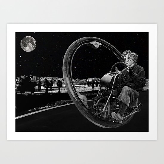 Getaway - Dieselpunk Monowheel Art Print