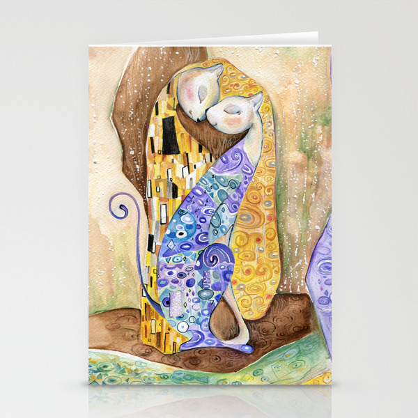 Cat Inspired By Gustav Klimt Stationery Cards By Veselkavelinova