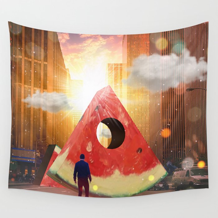 Water Melon on the Streets Wall Tapestry