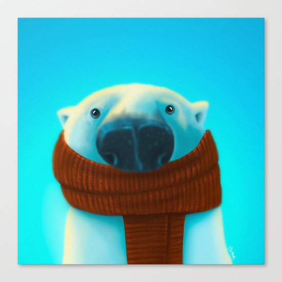 Polar bear with scarf Canvas Print