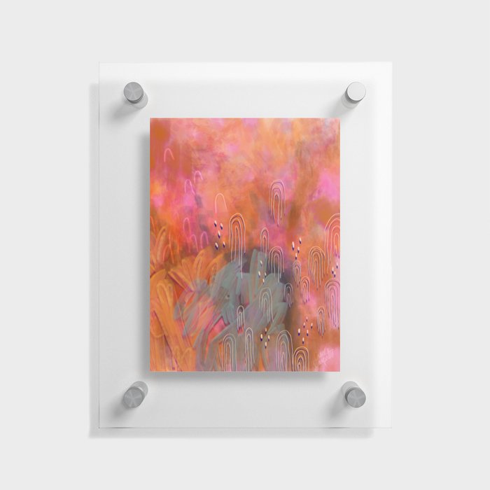 Fuchsia Messy Brushstrokes, Arches Abstract Painting  Floating Acrylic Print