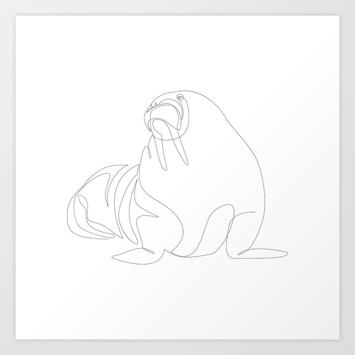 one line walrus Art Print