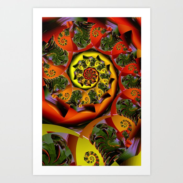 Orange Yellow Psychedelic Spiral  Art Print