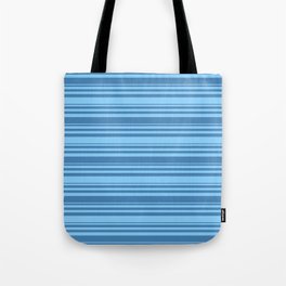 [ Thumbnail: Blue and Light Sky Blue Colored Lines Pattern Tote Bag ]