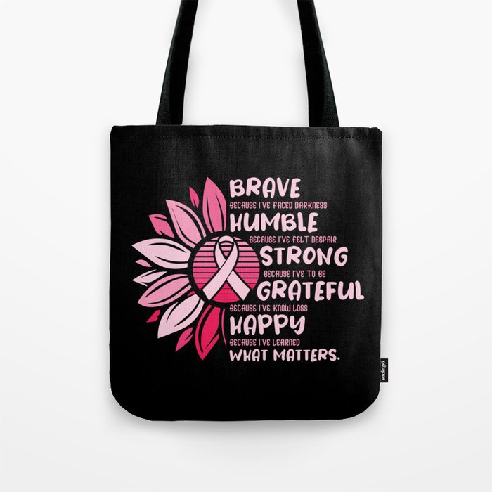 Breast Cancer Awareness Sunflower Tote Bag