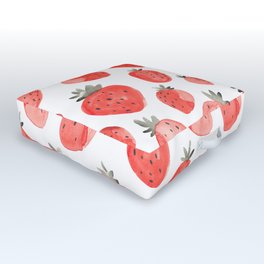 Watercolor Strawberries Pattern Outdoor Floor Cushion