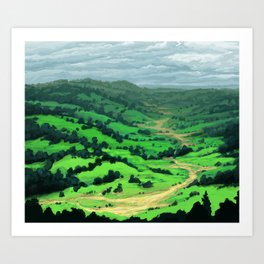 Green Hills Bright Rolling Fantasy Vista Art Print