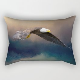 Painting flying american bald eagle Rectangular Pillow