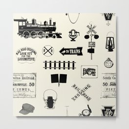 Railroad Symbols // Beige Metal Print