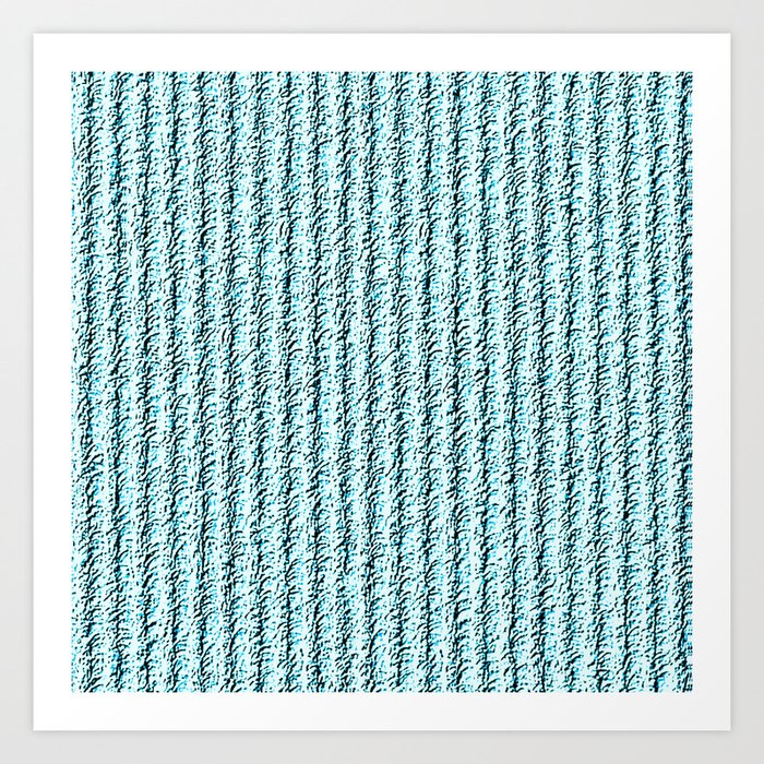 Rough Corduroy Stripes in Aqua Texture Art Print