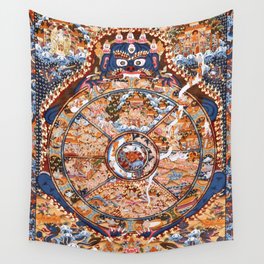 Tibetan Buddhist Samsara Dharma Wheel Wall Tapestry