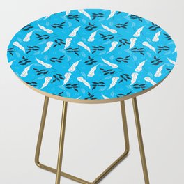 Leaf Pattern On Turquoise Background Side Table