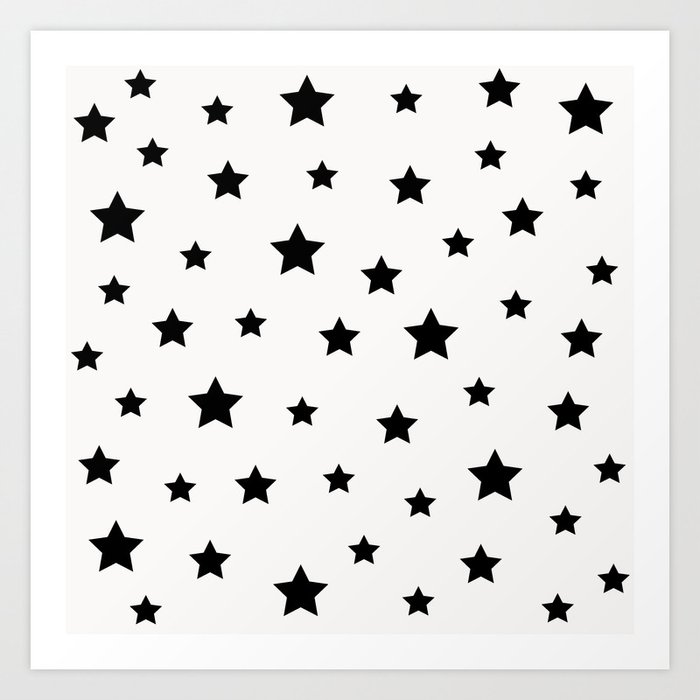 Star Pattern - Black & White Art Print
