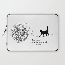 Friedrich Nietzsche "You need chaos in your soul" black cat literary quote Laptop Sleeve