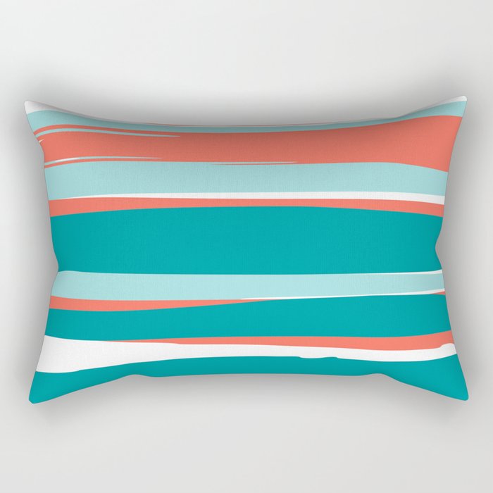 Colorful Stripes, Coral, Teal and Aqua Rectangular Pillow
