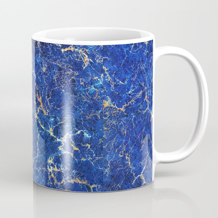 Sapphire Blue Marble Gold Veins Coffee Mug