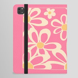 FlowerPower - Pink Daisy Colourful Retro Minimalistic Art Design Pattern iPad Folio Case