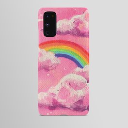 rainbow and pink clouds Android Case