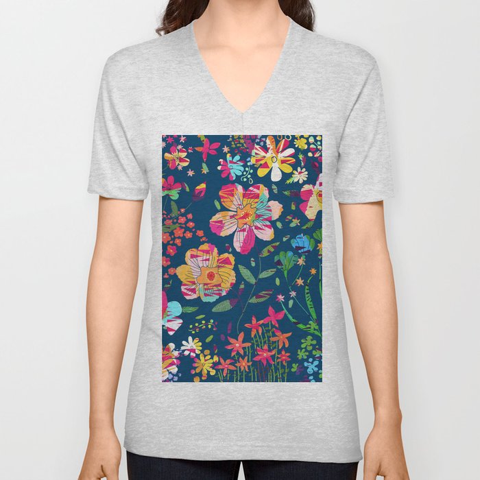 Paper Floral V Neck T Shirt
