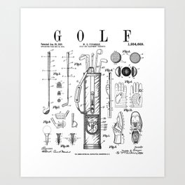 Golf Club Golfer Old Vintage Patent Drawing Print Art Print