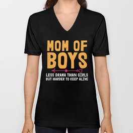Funny Mom Of Boys Slogan V Neck T Shirt