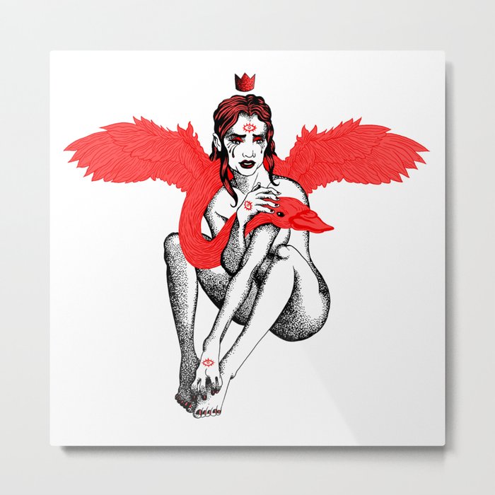 Red Swan Queen Metal Print